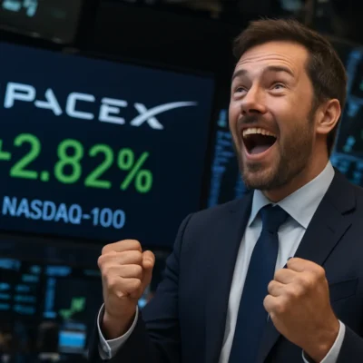 Peso da SpaceX no Nasdaq‑100 mais que dobra e sobe a 2,82% com rebalanceamento